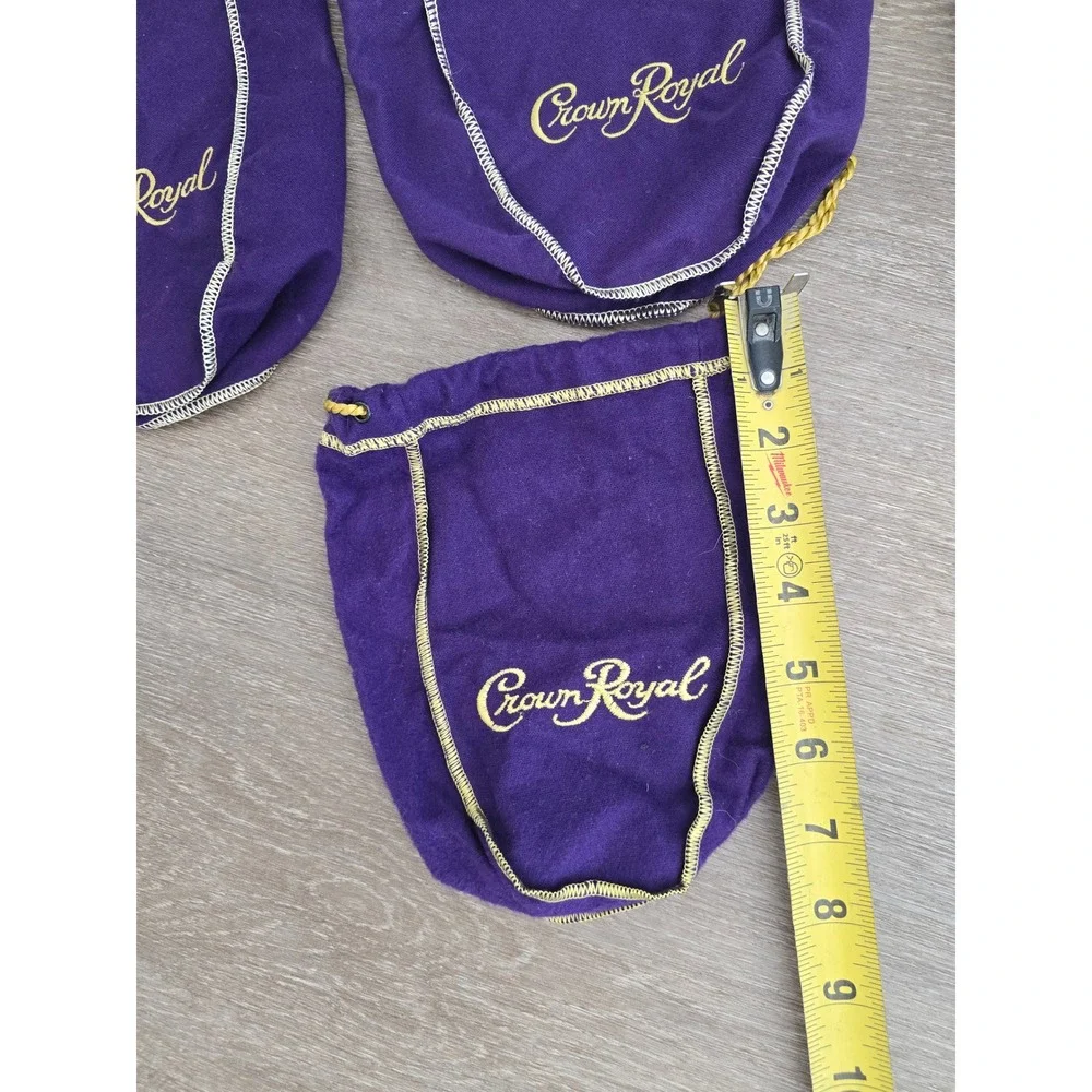 Crown Royale Purple Drawstring Bags Lot of 4 Mixed Sizes GoldEmbroidery Crafting